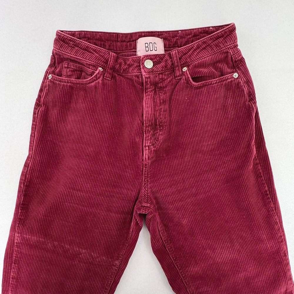 BDG High-Rise Mom Corduroy Pants Burgundy Tapered Leg Womens 27